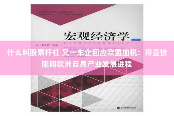 什么叫股票杆杠 又一车企回应欧盟加税：将直接阻碍欧洲自身产业发展进程