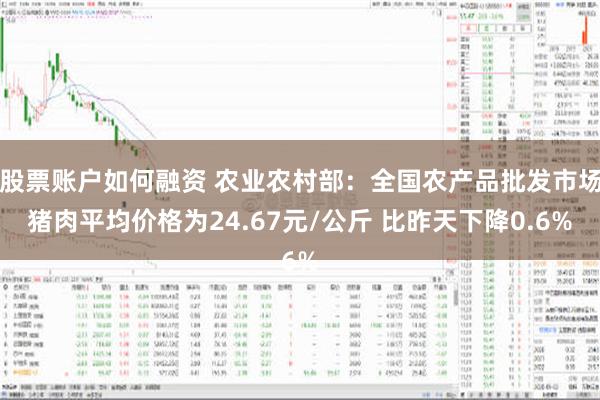 股票账户如何融资 农业农村部：全国农产品批发市场猪肉平均价格为24.67元/公斤 比昨天下降0.6%