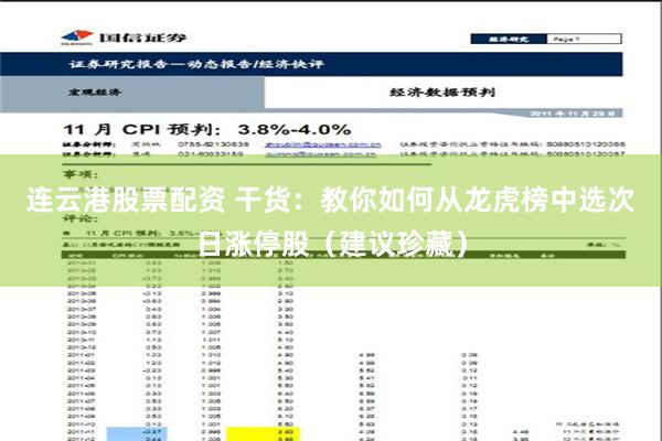 连云港股票配资 干货：教你如何从龙虎榜中选次日涨停股（建议珍藏）